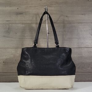 Coach Hampton Black/White Leather Tote Shoulder Bag